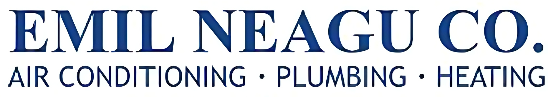 A blue and white logo for the neal plumbing, plumbers & heating.